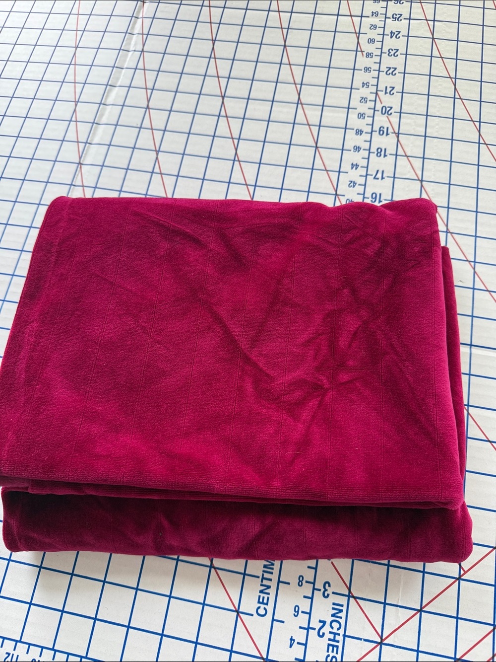 Vintage Stretch Velour Fabric 1 2/3 Yards x 48β Raspberry Wine 4-Way Stretch